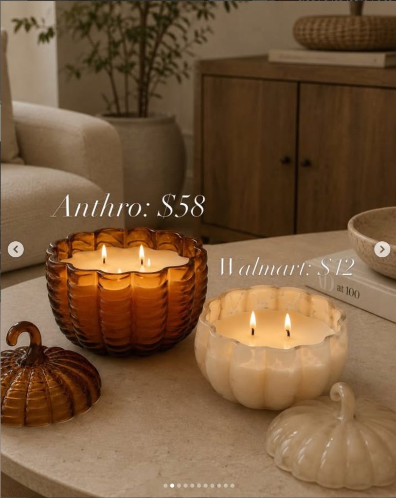 amber candle, cream candle
